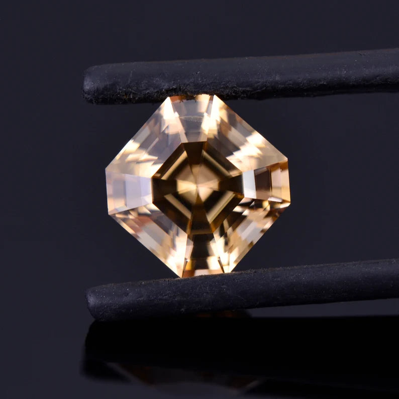 Fantastic Champagne Zircon Gemstone from Tanzania, 6.02 cts., 9 mm., Asscher Cut