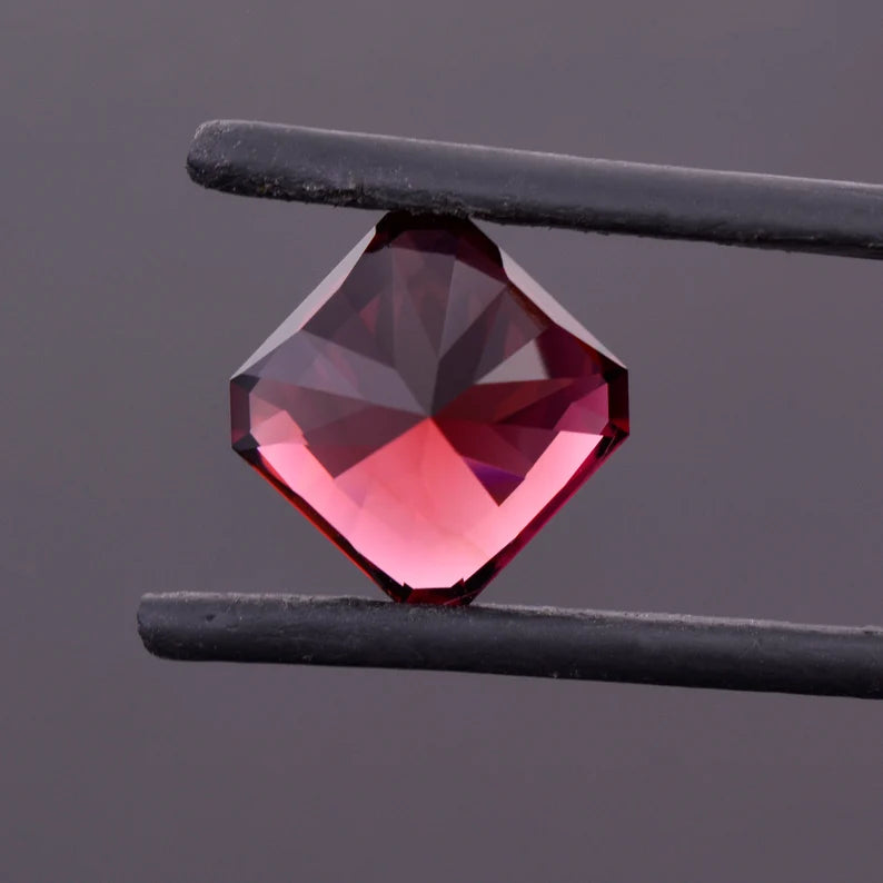 Exquisite Red Rubellite Tourmaline Gemstone from Nigeria, 5.49 cts., 10 mm., Asscher Brilliant Cut