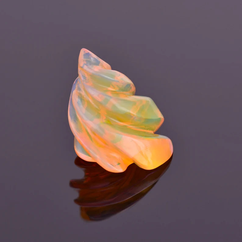 Lovely Hand Carved Orange Opal from Ethiopia 4.23 cts