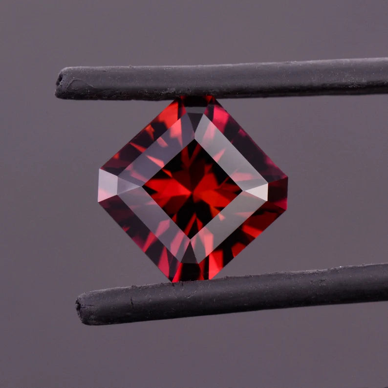 Exquisite Red Rubellite Tourmaline Gemstone from Nigeria, 5.49 cts., 10 mm., Asscher Brilliant Cut