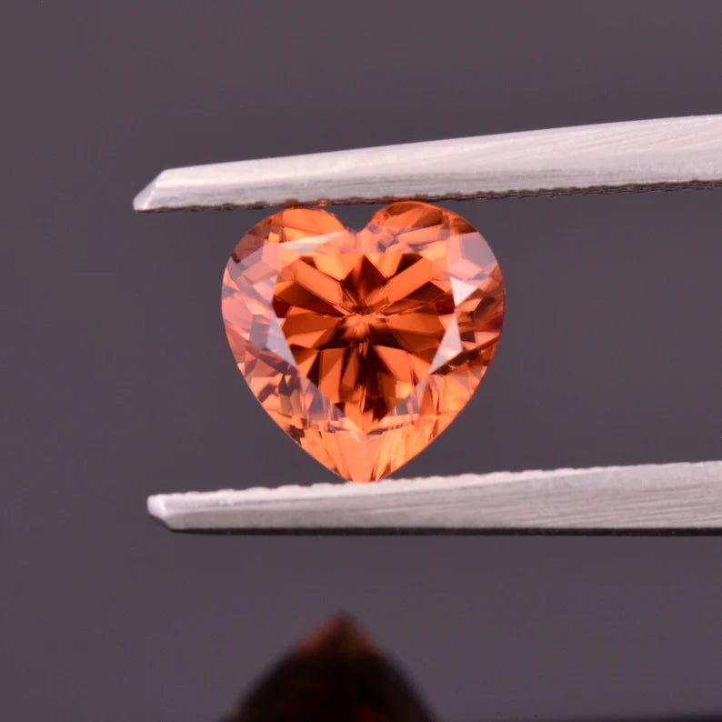 Brilliant Orange Zircon Gemstone from Tanzania, 2.48 cts., 7.5 mm., Heart Shape