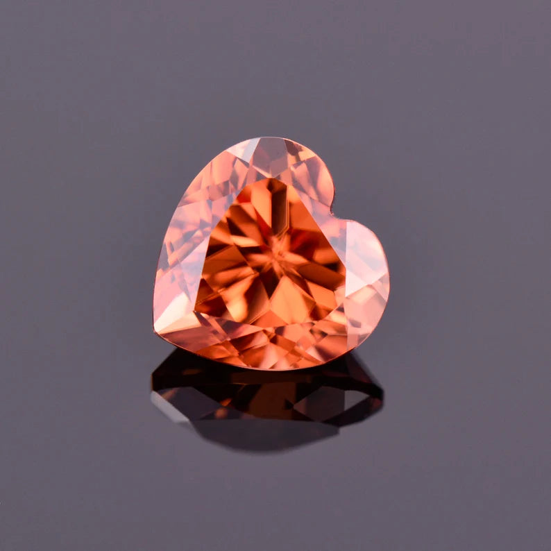 Brilliant Orange Zircon Gemstone from Tanzania, 2.48 cts., 7.5 mm., Heart Shape