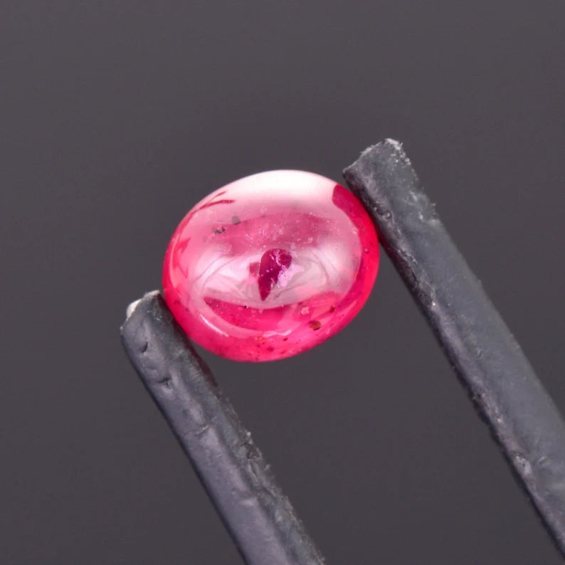 Amazing Natural Red Ruby Gemstone from Madagascar, 2.04 cts., 7.4x6.2 mm., Oval Cabochon Shape