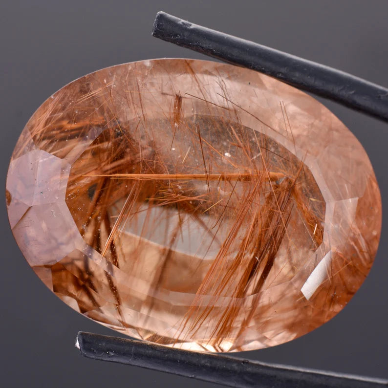 Fantastic Large Rutilated Quartz Gemstone from Brazil, 69.07 cts., 31x24 mm., Oval Shape