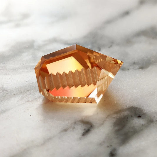 Amazing Fantasy Cut Peach Zircon Gemstone from Tanzania, 7.46 cts., 13x10 mm., Freeform Shape