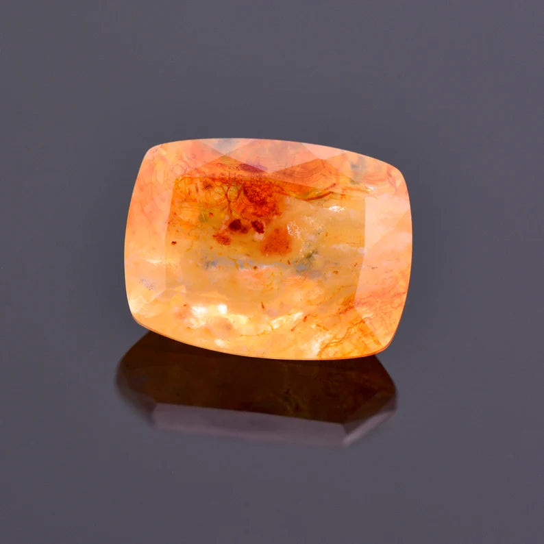 Fascinating Vascular Opal Gemstone from Mexico, 5.21 cts., 13x10 mm., Cushion Shape