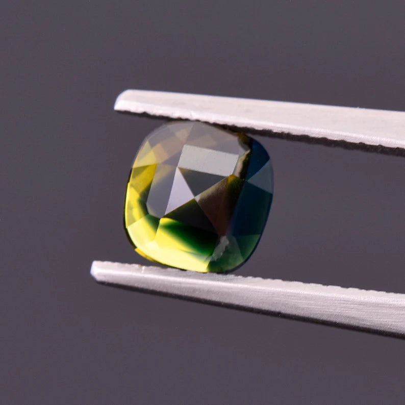 Unique Bicolor Blue and Yellow Sapphire Gemstone, 1.67 cts., 6.5 mm., Square Cushion Shape