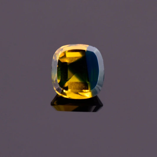 Unique Bicolor Blue and Yellow Sapphire Gemstone, 1.67 cts., 6.5 mm., Square Cushion Shape