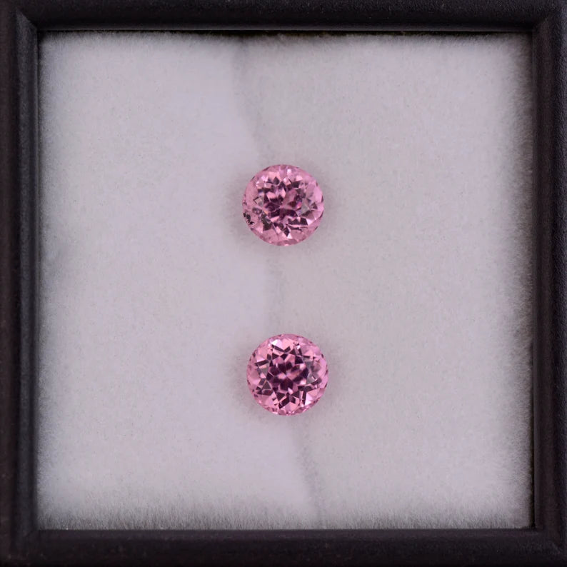 Beautiful Pink Spinel Gemstone Match Pair from Vietnam, 1.21 tcw., 5 mm., Round Shape