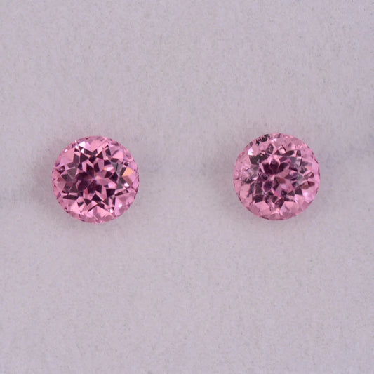 Beautiful Pink Spinel Gemstone Match Pair from Vietnam, 1.21 tcw., 5 mm., Round Shape