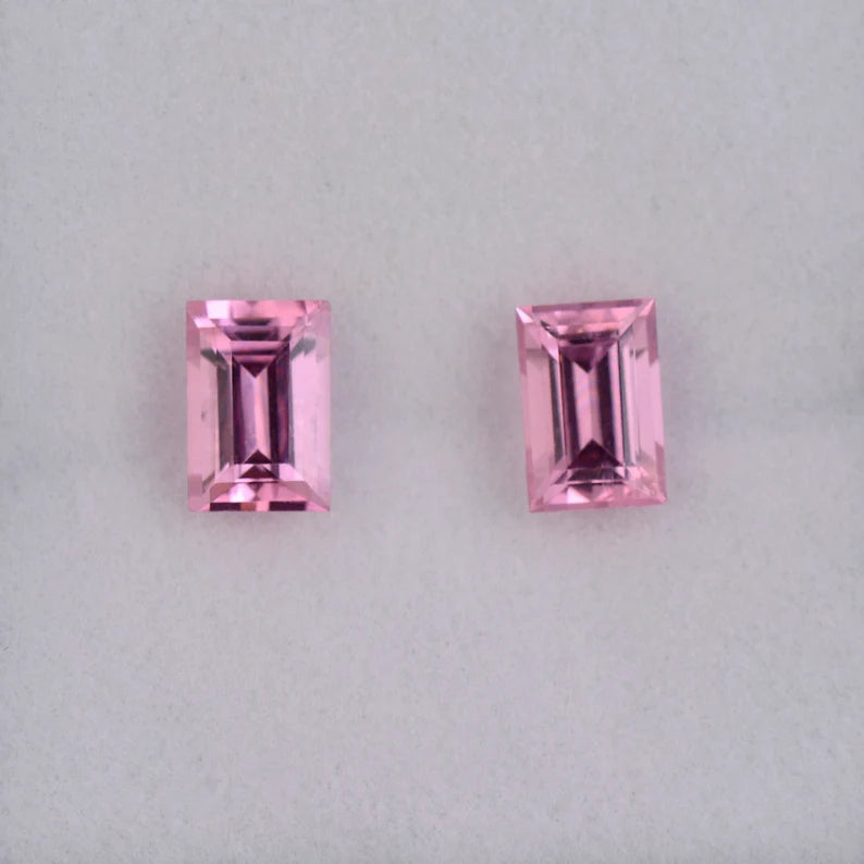 Excellent Pink Spinel Gemstone Match Pair from Vietnam, 1.37 tcw., 6x4 mm., Rectangle Shape