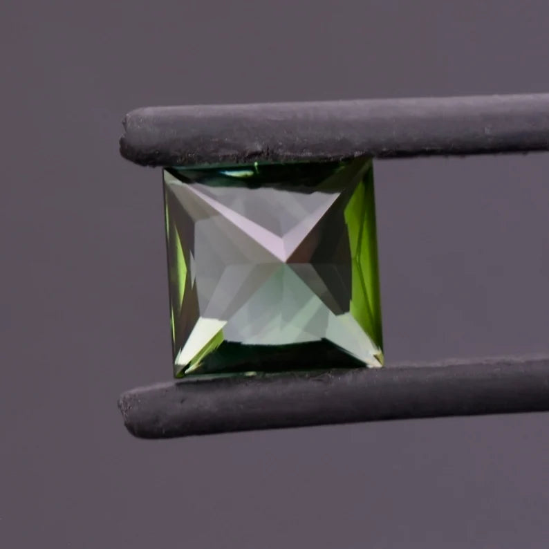 Beautiful Blue Green Tourmaline Gemstone from Nigeria, 2.67 cts., 8 mm., Princess Cut