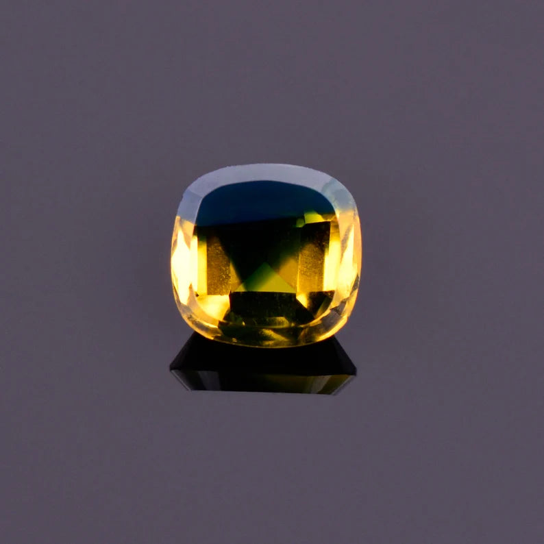 Unique Bicolor Blue and Yellow Sapphire Gemstone, 1.67 cts., 6.5 mm., Square Cushion Shape