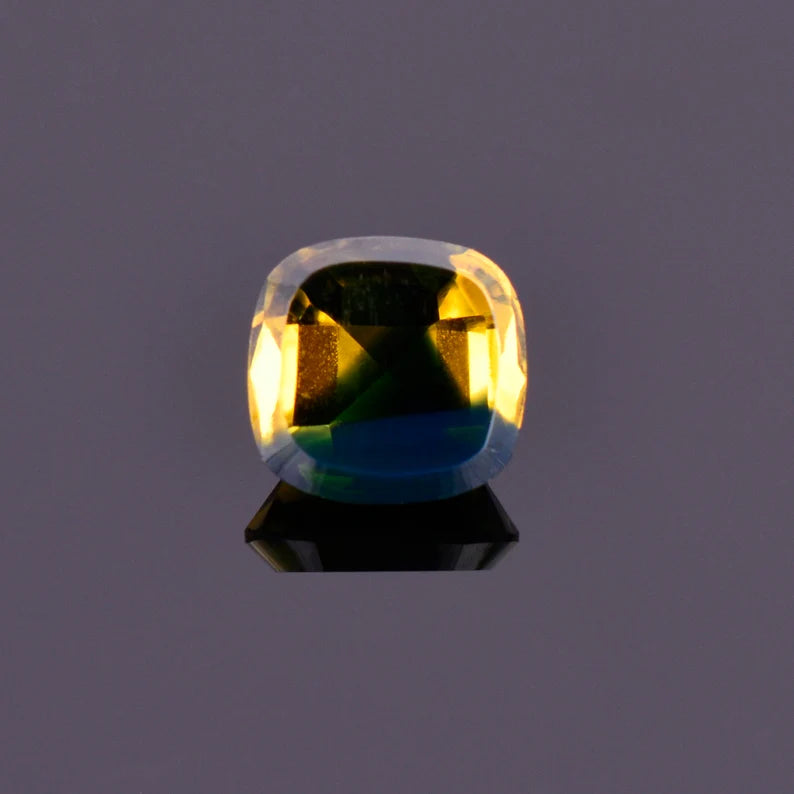 Unique Bicolor Blue and Yellow Sapphire Gemstone, 1.67 cts., 6.5 mm., Square Cushion Shape