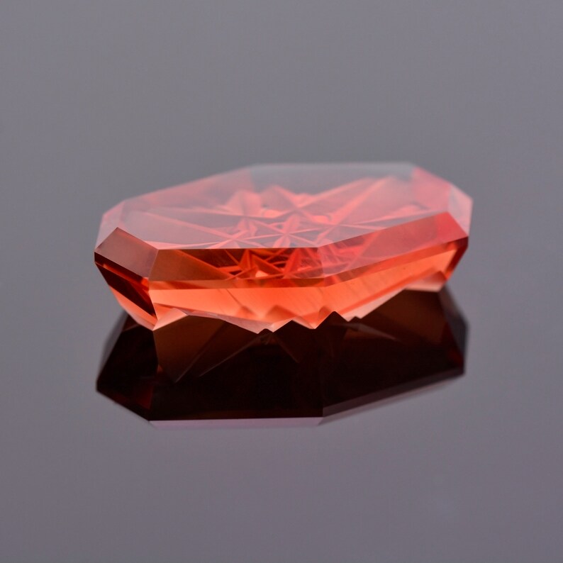 Exquisite Red Sunstone Gem from Oregon, 12.11 cts., 21x13 mm., Fantasy Cut Cushion Shape