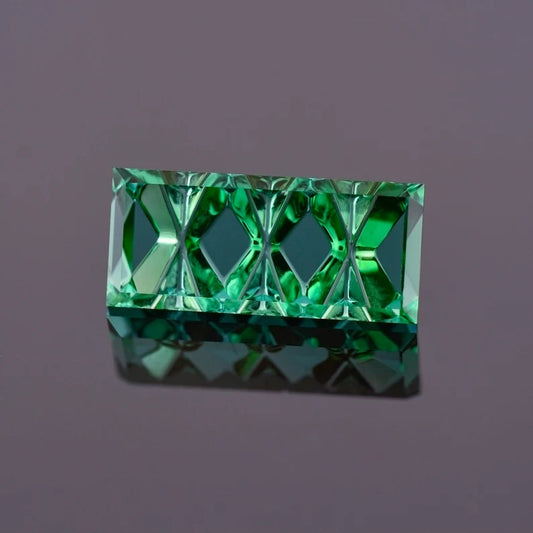 Stunning Green Tourmaline Gemstone from Brazil, 4.28 cts., 15x7 mm., Fantasy Cut Bar Shape