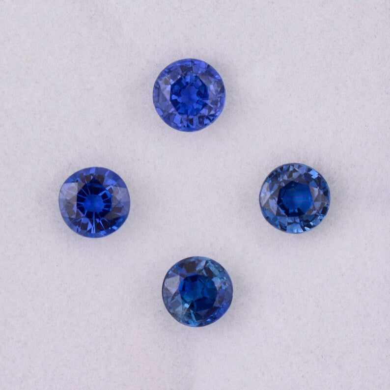 Excellent Blue Sapphire Gemstone Set from Sri Lanka, 1.51 tcw., 4 mm., Rounds