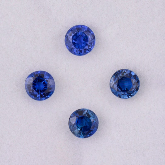 Excellent Blue Sapphire Gemstone Set from Sri Lanka, 1.51 tcw., 4 mm., Rounds