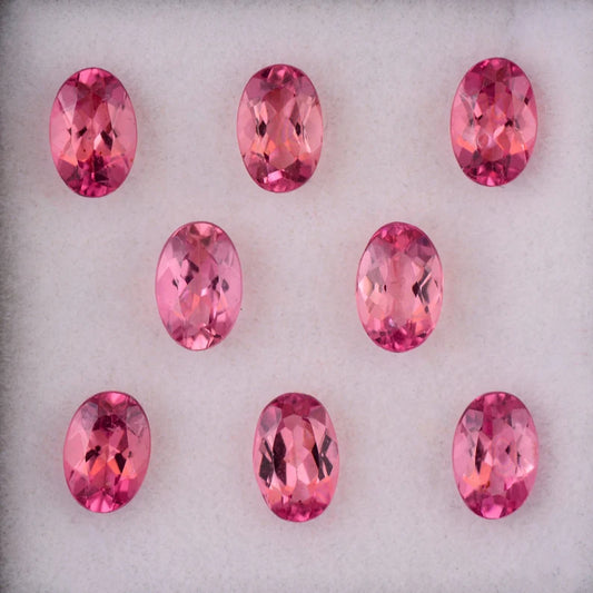 Gorgeous Hot Pink Tourmaline Gemstone Set from Brazil, 3.73 tcw., 6x4 mm., Oval Shape