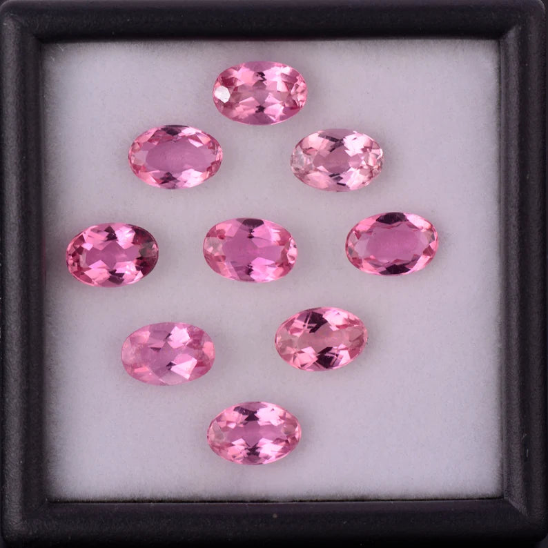 Beautiful Hot Pink Tourmaline Gemstone Set from Brazil, 4.31 tcw., 6x4 mm., Oval Shape