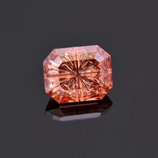 Gorgeous Peach Zircon Gemstone from Tanzania, 5.12 cts., 10x8 mm., Fantasy Cut Emerald Shape