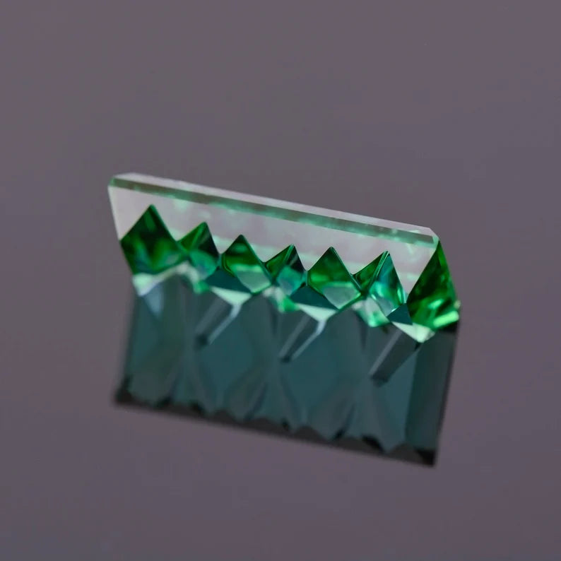 Stunning Green Tourmaline Gemstone from Brazil, 4.28 cts., 15x7 mm., Fantasy Cut Bar Shape