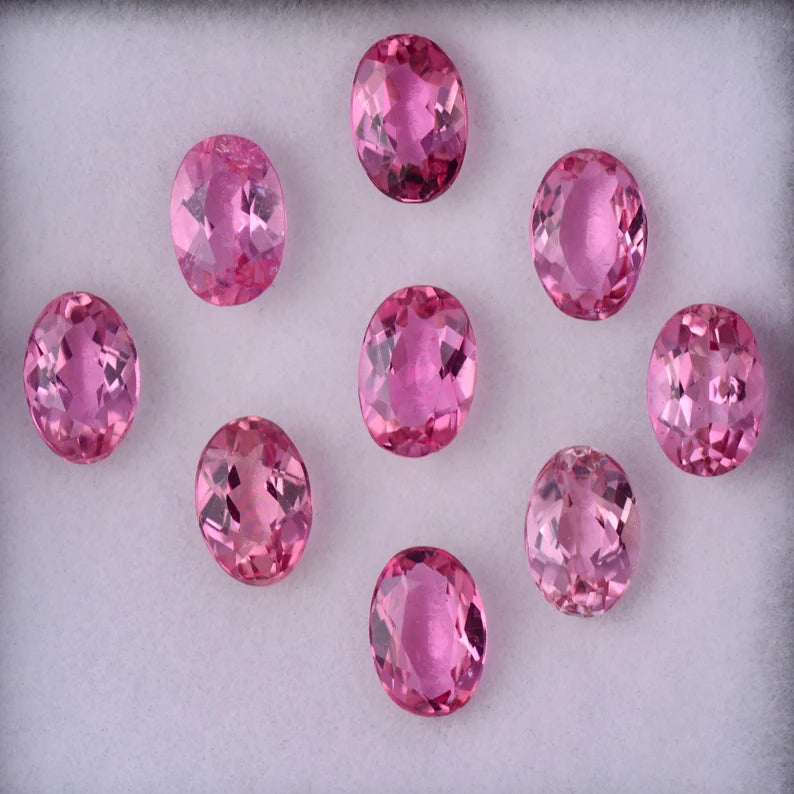 Beautiful Hot Pink Tourmaline Gemstone Set from Brazil, 4.31 tcw., 6x4 mm., Oval Shape