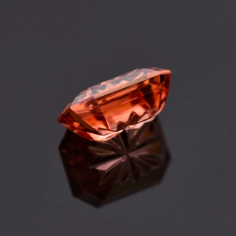 Gorgeous Peach Zircon Gemstone from Tanzania, 5.12 cts., 10x8 mm., Fantasy Cut Emerald Shape