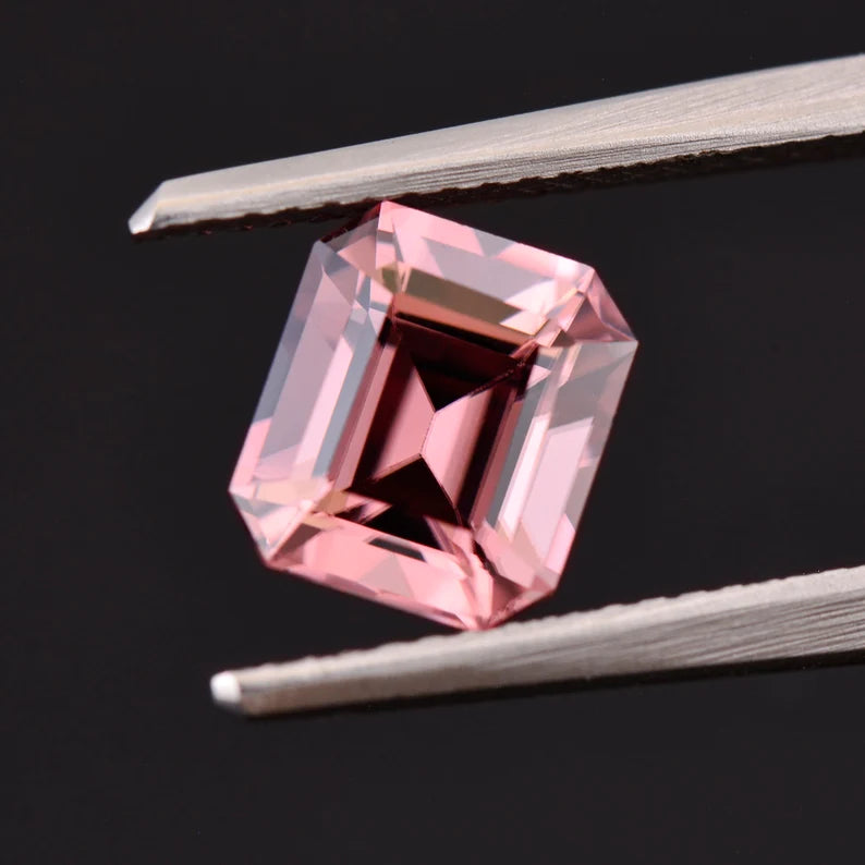 Superb Pink Zircon Gemstone from Tanzania, 3.36 cts., 8x7 mm., Step Emerald Cut