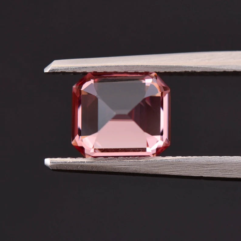 Superb Pink Zircon Gemstone from Tanzania, 3.36 cts., 8x7 mm., Step Emerald Cut