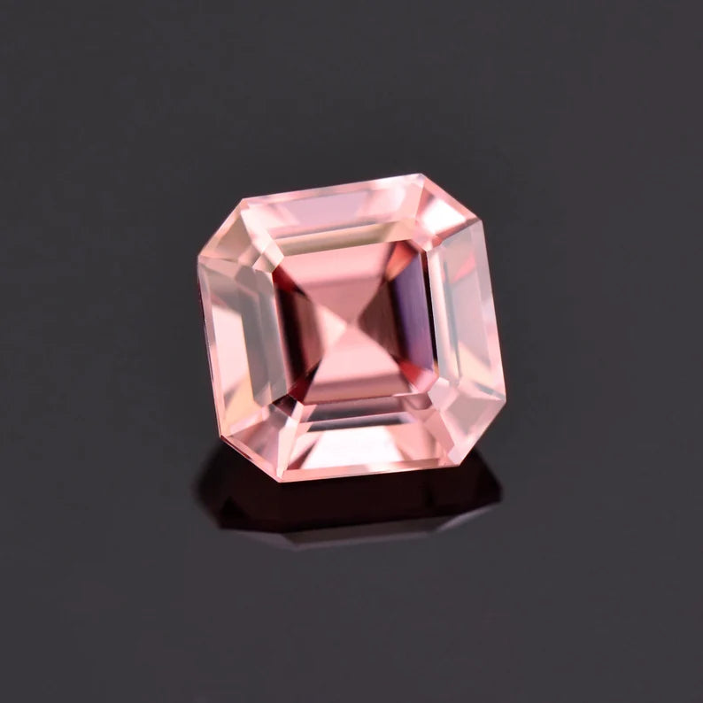 Excellent Pink Zircon Gemstone from Tanzania, 3.03 cts., 7.5 mm., Asscher Cut