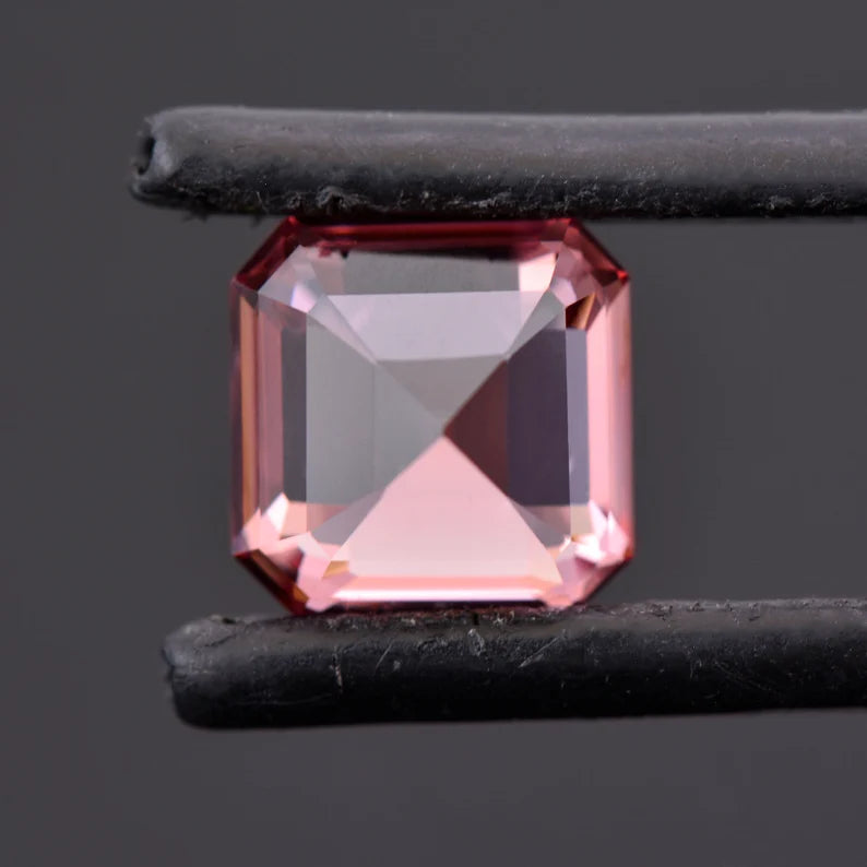 Excellent Pink Zircon Gemstone from Tanzania, 3.63 cts., 8 mm., Asscher Cut