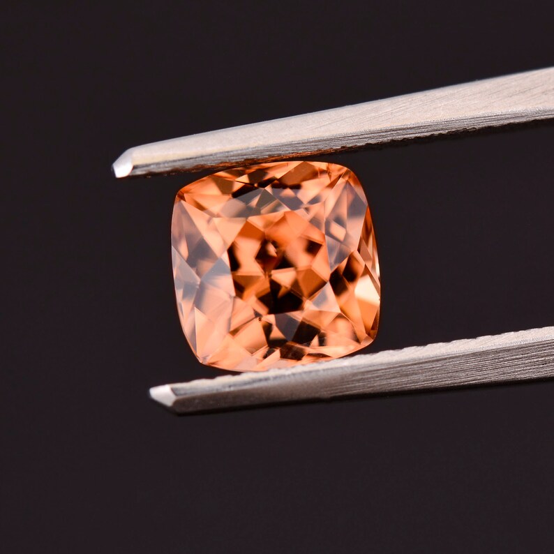 Gorgeous Peach Zircon Gemstone from Tanzania, 2.72 cts., 7 mm., Square Cushion Shape