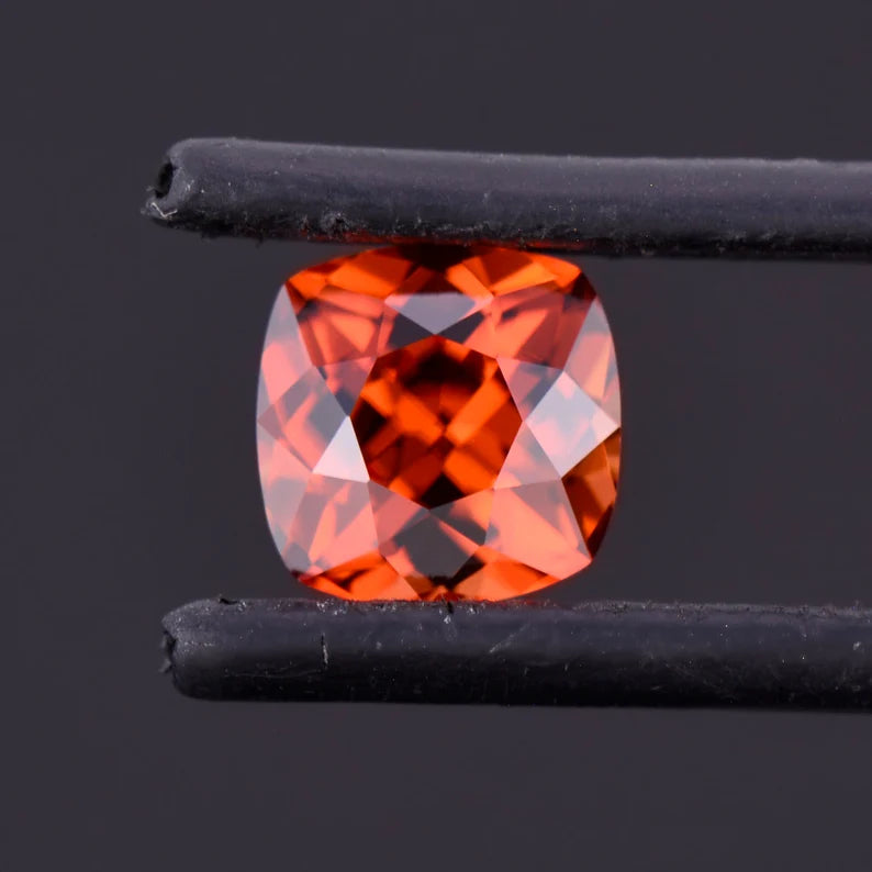 Lovely Orange Zircon Gemstone from Tanzania, 3.35 cts., 8 mm., Square Cushion Shape