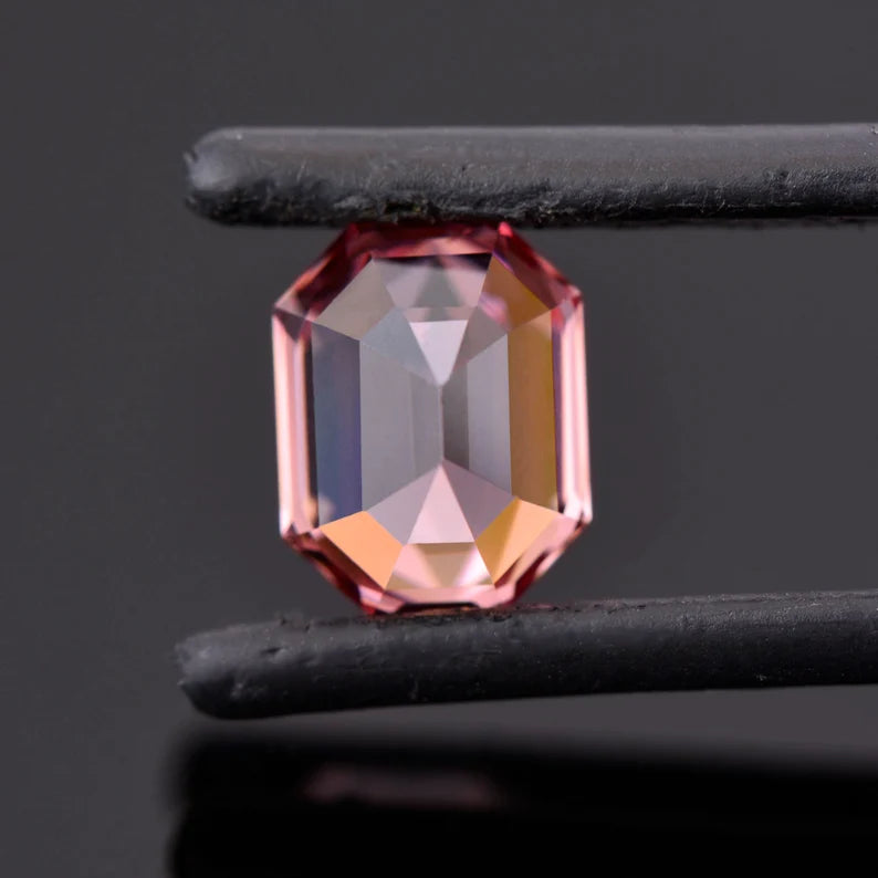 Fabulous Pink Zircon Gemstone from Tanzania, 3.92 cts., 9x7 mm., Step Emerald Cut