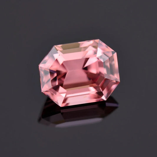 Fabulous Pink Zircon Gemstone from Tanzania, 3.92 cts., 9x7 mm., Step Emerald Cut