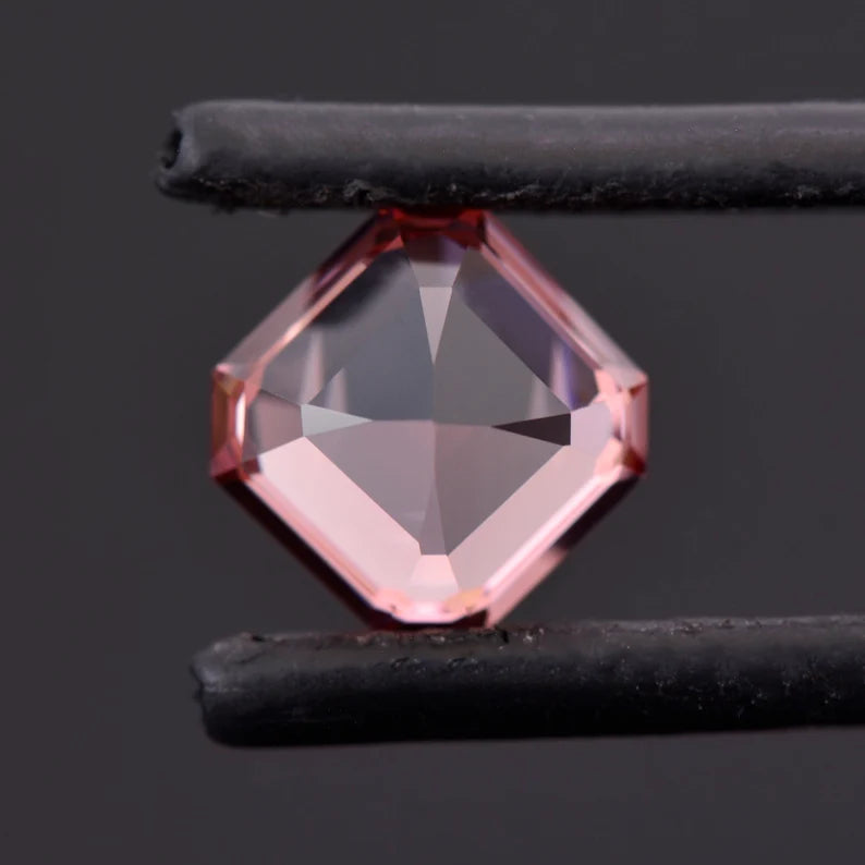 Excellent Pink Zircon Gemstone from Tanzania, 3.03 cts., 7.5 mm., Asscher Cut