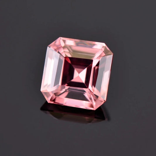 Excellent Pink Zircon Gemstone from Tanzania, 3.63 cts., 8 mm., Asscher Cut