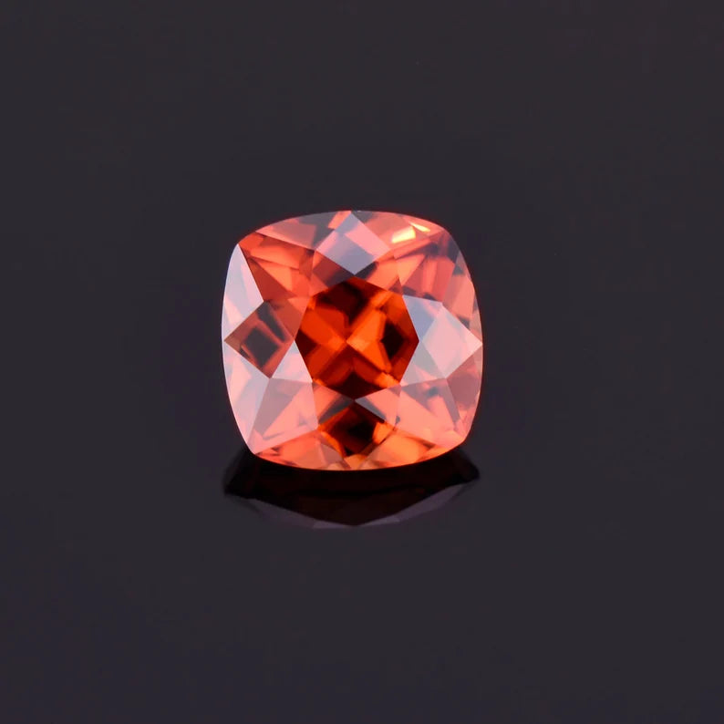 Lovely Orange Zircon Gemstone from Tanzania, 3.35 cts., 8 mm., Square Cushion Shape