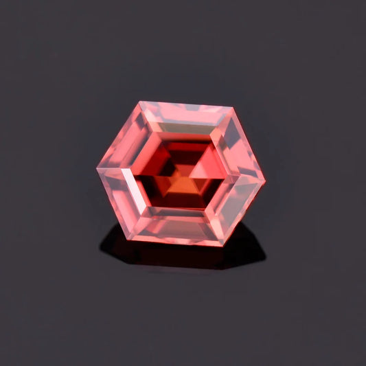 Fantastic Peachy Pink Zircon Gemstone from Tanzania, 2.95 cts., 9 mm., Hexagonal Shape