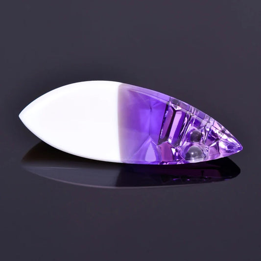 Unique Amethyst and Coconut Agate Gemstone Carving. 39.37 cts., 43x15 mm., Fantasy Cut Marquise Shape