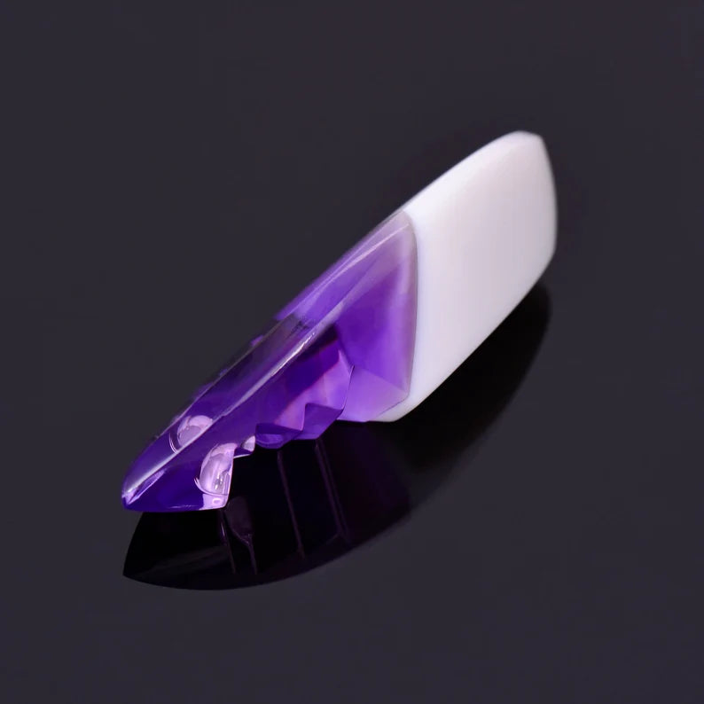 Unique Amethyst and Coconut Agate Gemstone Carving. 39.37 cts., 43x15 mm., Fantasy Cut Marquise Shape