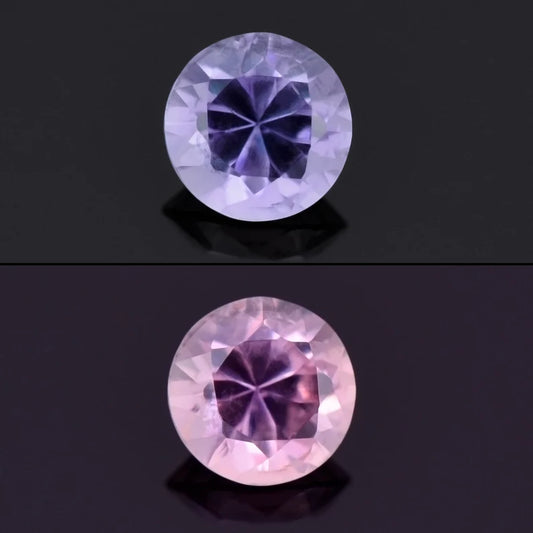 Excellent Color Change Sapphire Gemstone, 0.82 cts., 5.5 mm., Round Brilliant Shape Cut