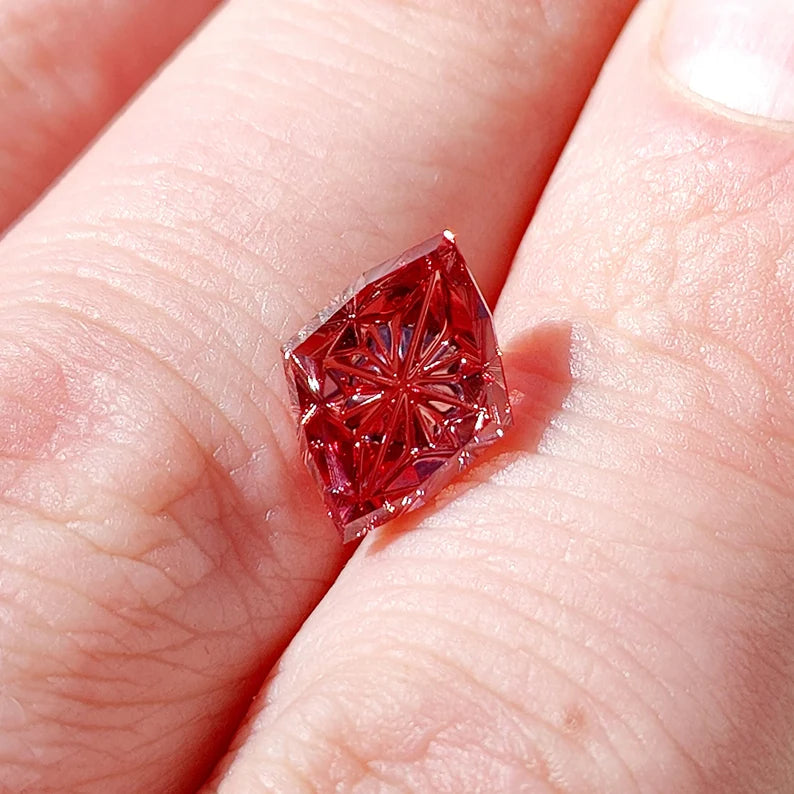 Exquisite Pink Zircon Gemstone from Tanzania, 5.99 cts., 13x10 mm., Fantasy Cut Diamond Marquise Shape