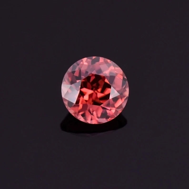 Gorgeous Peachy Pink Zircon Gemstone from Tanzania, 1.92 cts., 7 mm., Round Shape