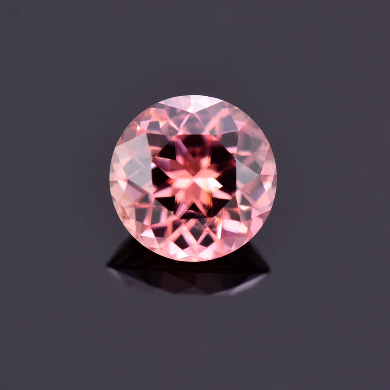 Stunning Peachy Pink Zircon Gemstone from Tanzania, 2.01 cts., 7 mm., Round Shape