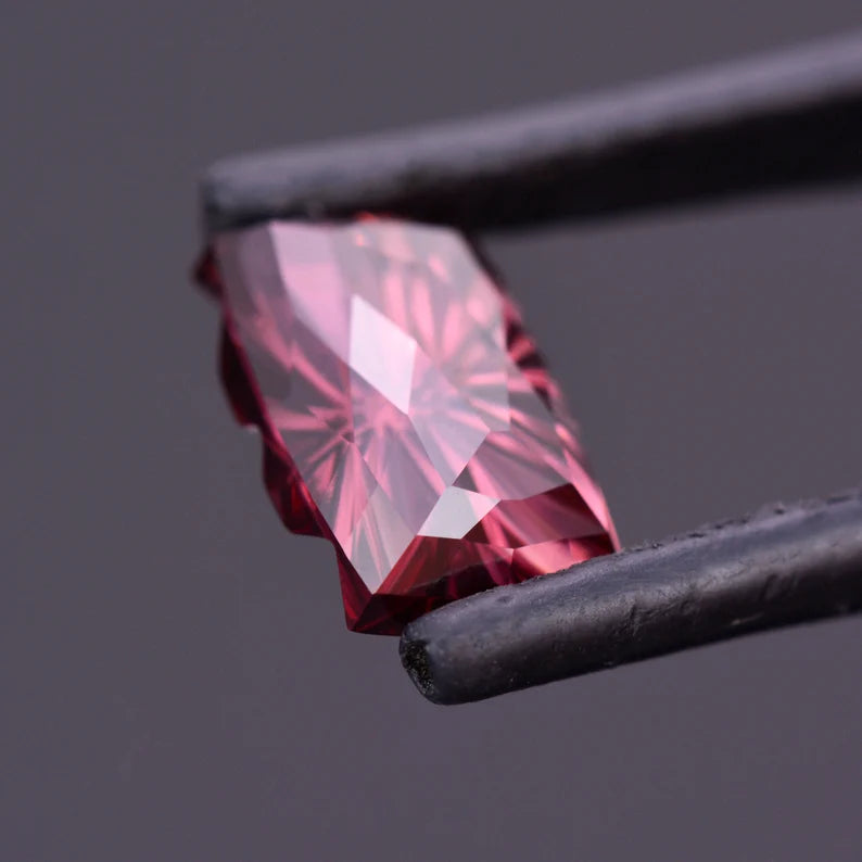 Gorgeous Rosy Red Zircon Gemstone from Tanzania, 6.13 cts., 11.8x8.3 mm., Fantasy Rose Cut Cushion