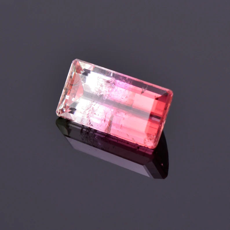 Fantastic Tricolor Tourmaline Gemstone from Brazil, 3.85 cts., 12x6 mm., Bar Shape