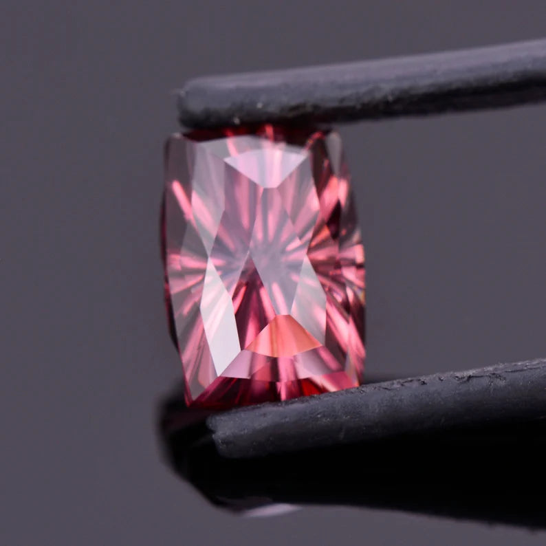 Gorgeous Rosy Red Zircon Gemstone from Tanzania, 6.13 cts., 11.8x8.3 mm., Fantasy Rose Cut Cushion