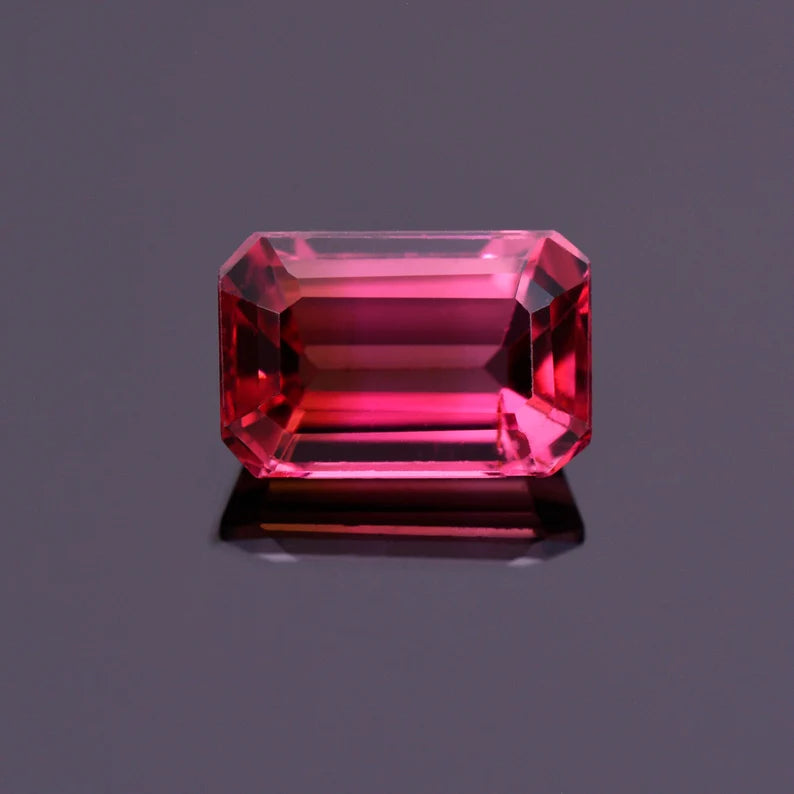 Gorgeous Red Pink Rubellite Tourmaline Gemstone from Nigeria, 3.46 cts., 10x7 mm., Emerald Shape